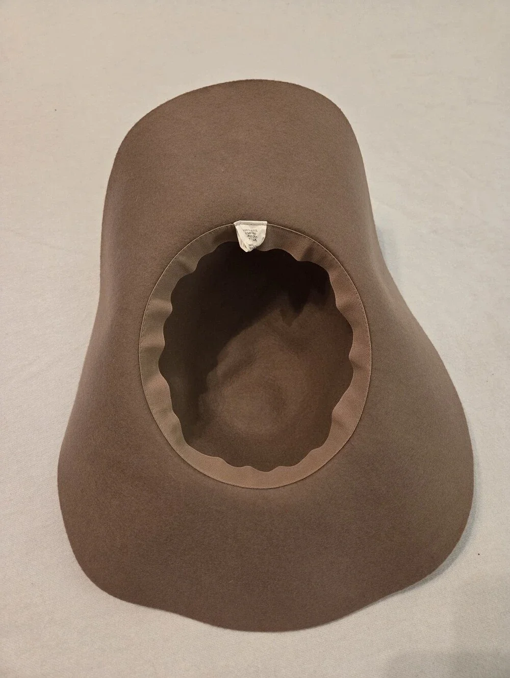 TARGET Euro Summer 100% Wool Tan Chain Accent Wide Brim Floppy Sun Hat Womens OS